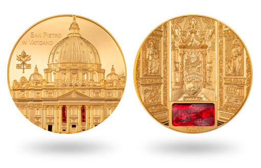 Золотые монеты Палау с изображением римского собора